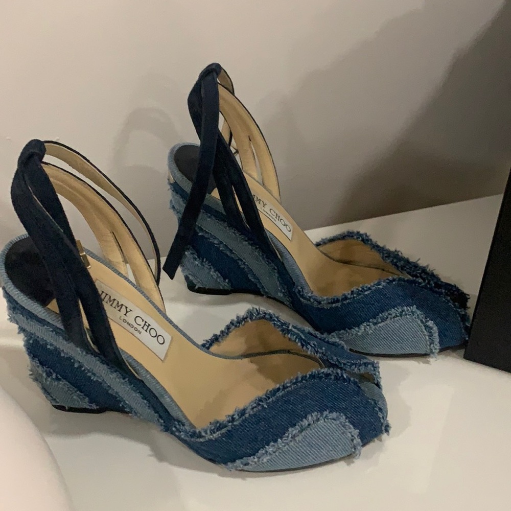 JIMMYCHOO LONDON DENIM WEDGE